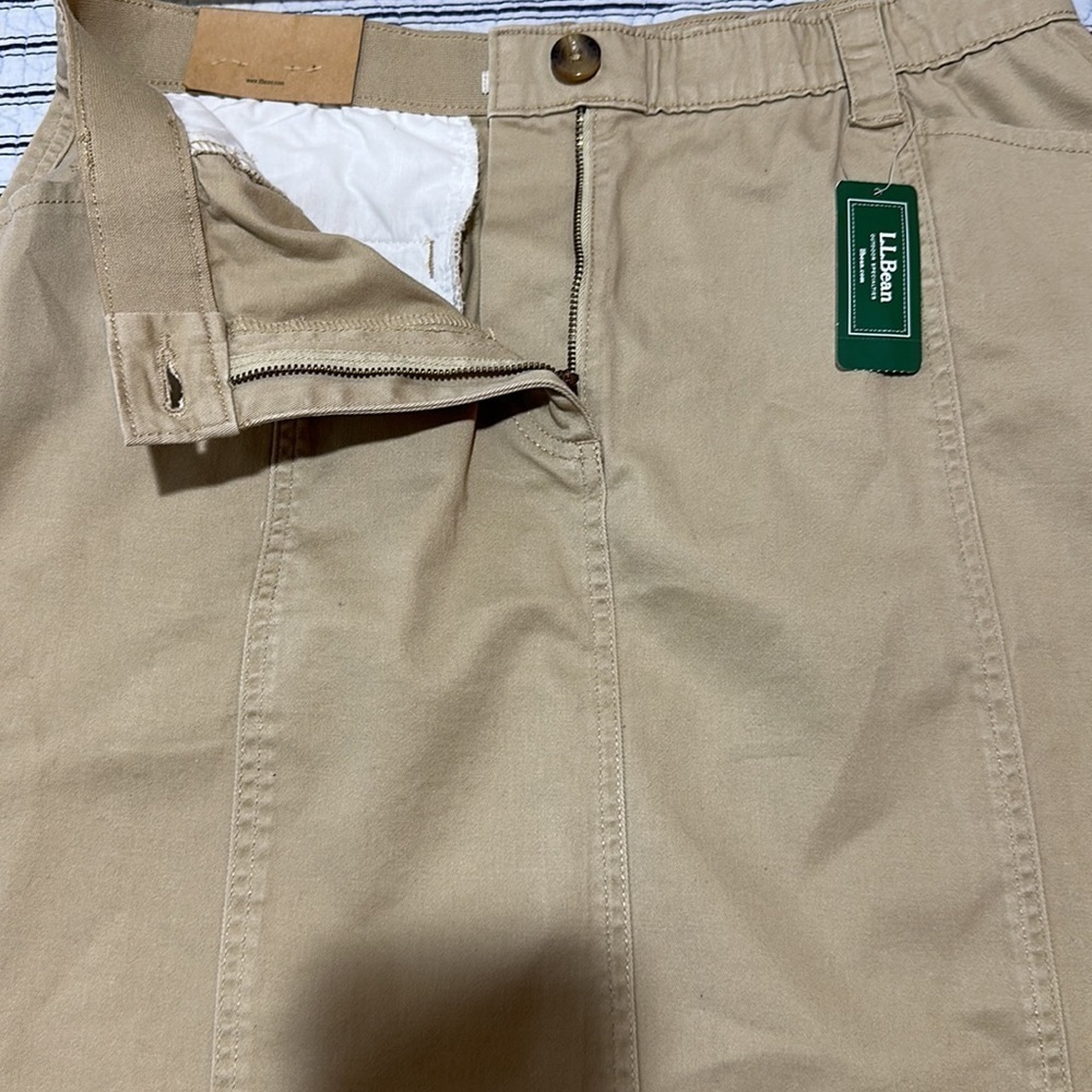 NWT L.L.Bean Skirt Khaki Classic Fit A Line Elastic Waistband Pockets size 14 R - Picture 5 of 16